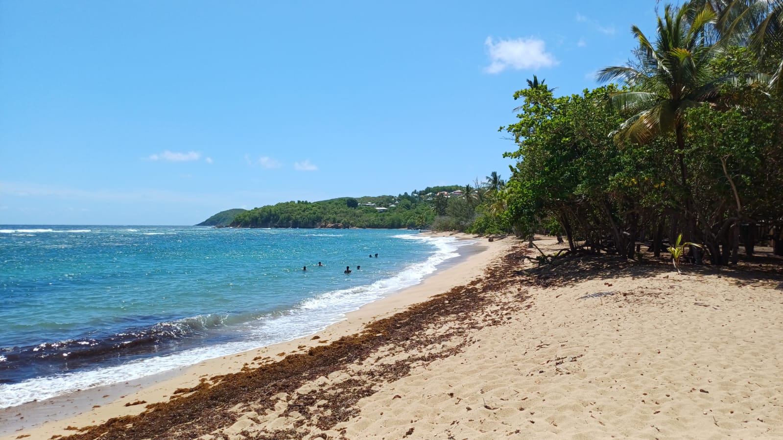 Plage d'Anse l'Étang, sable doré et ambiance tranquille.